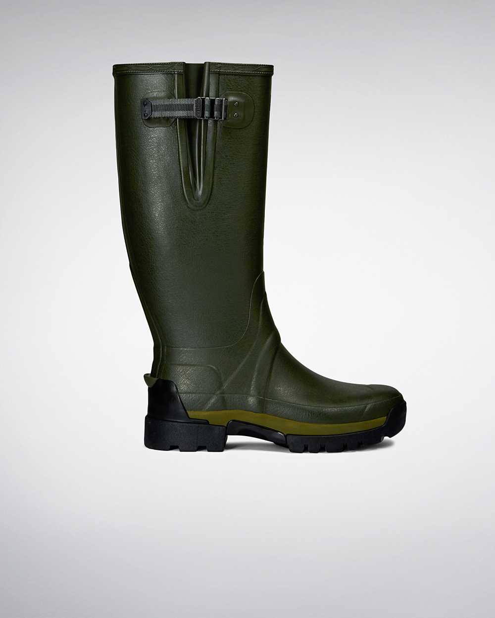 Hunter Men's Balmoral Adjustable 3mm Neoprene Tall Wellington Boots Green,RMSF05869